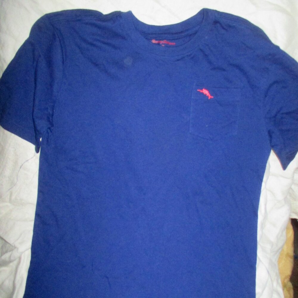 Tommy Bahama Logo T-Shirt Youth Boy X-Large 14 Blue Pockets